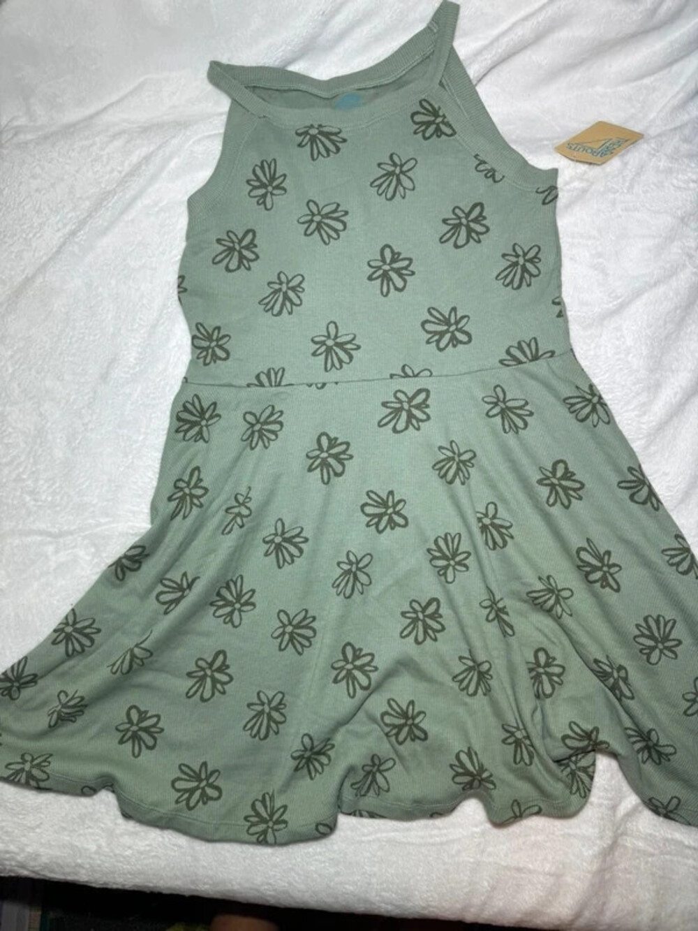 NWT Thereabouts Girls Sage Green Floral Dress - Size XL (16)